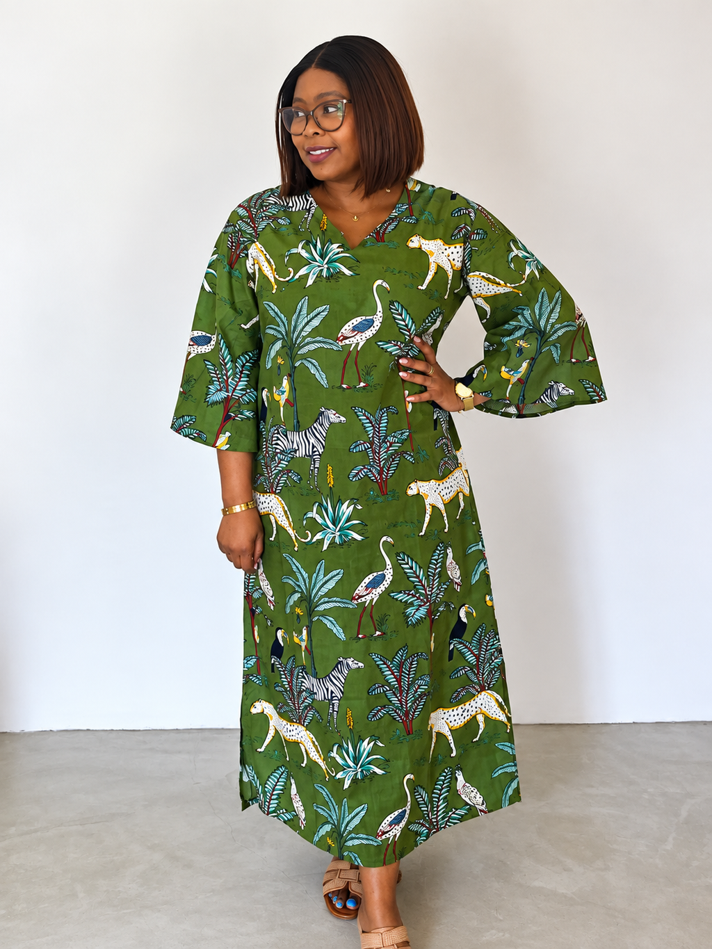 Wattle Kaftan- Green Tiger