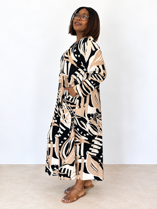 Aloe Dress- Black & Beige