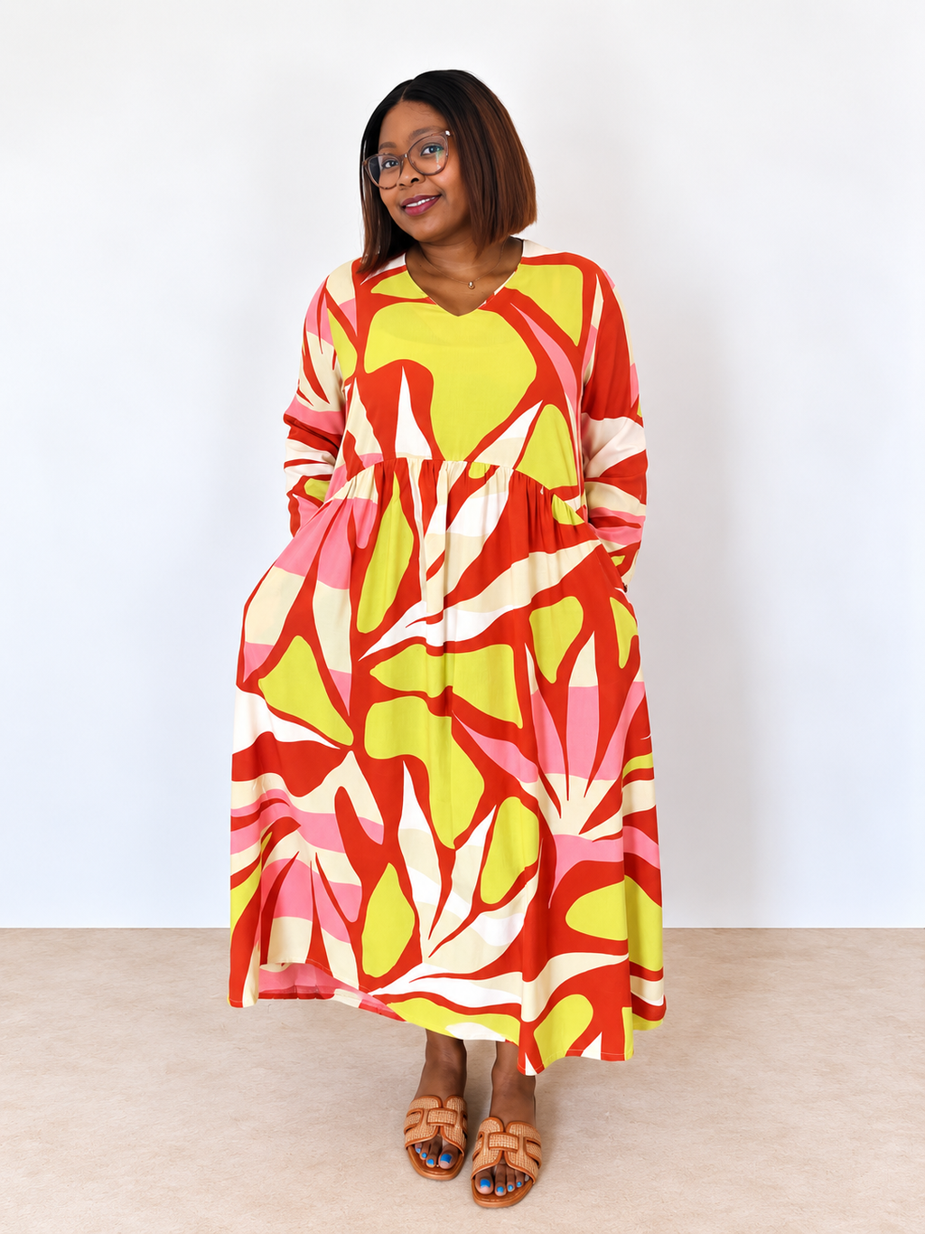 Aloe Dress- Pink & Orange