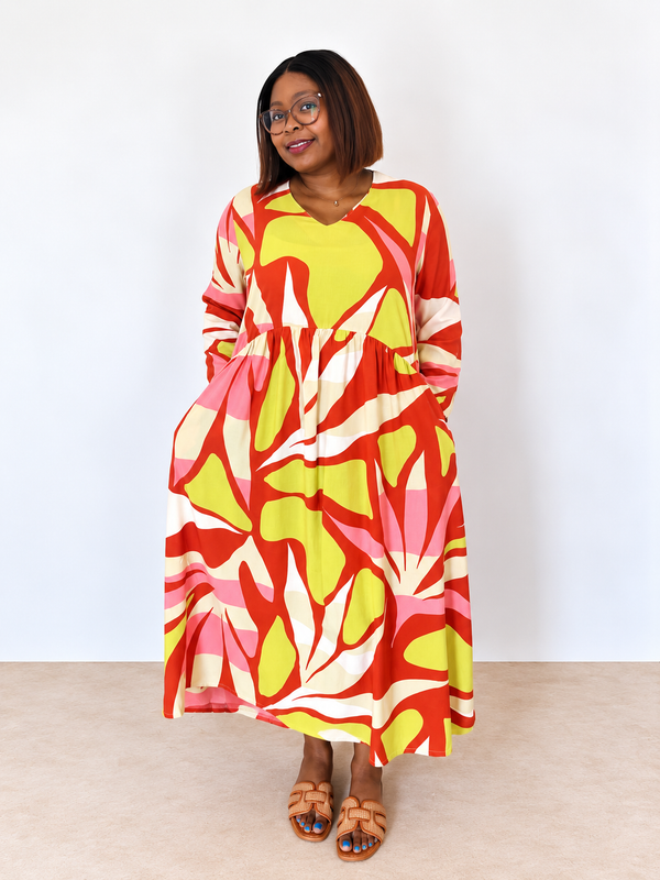 Aloe Dress- Pink & Orange