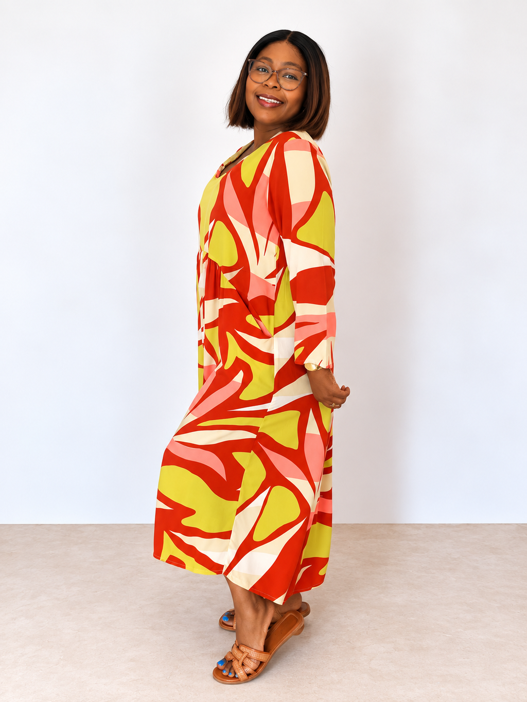 Aloe Dress- Pink & Orange