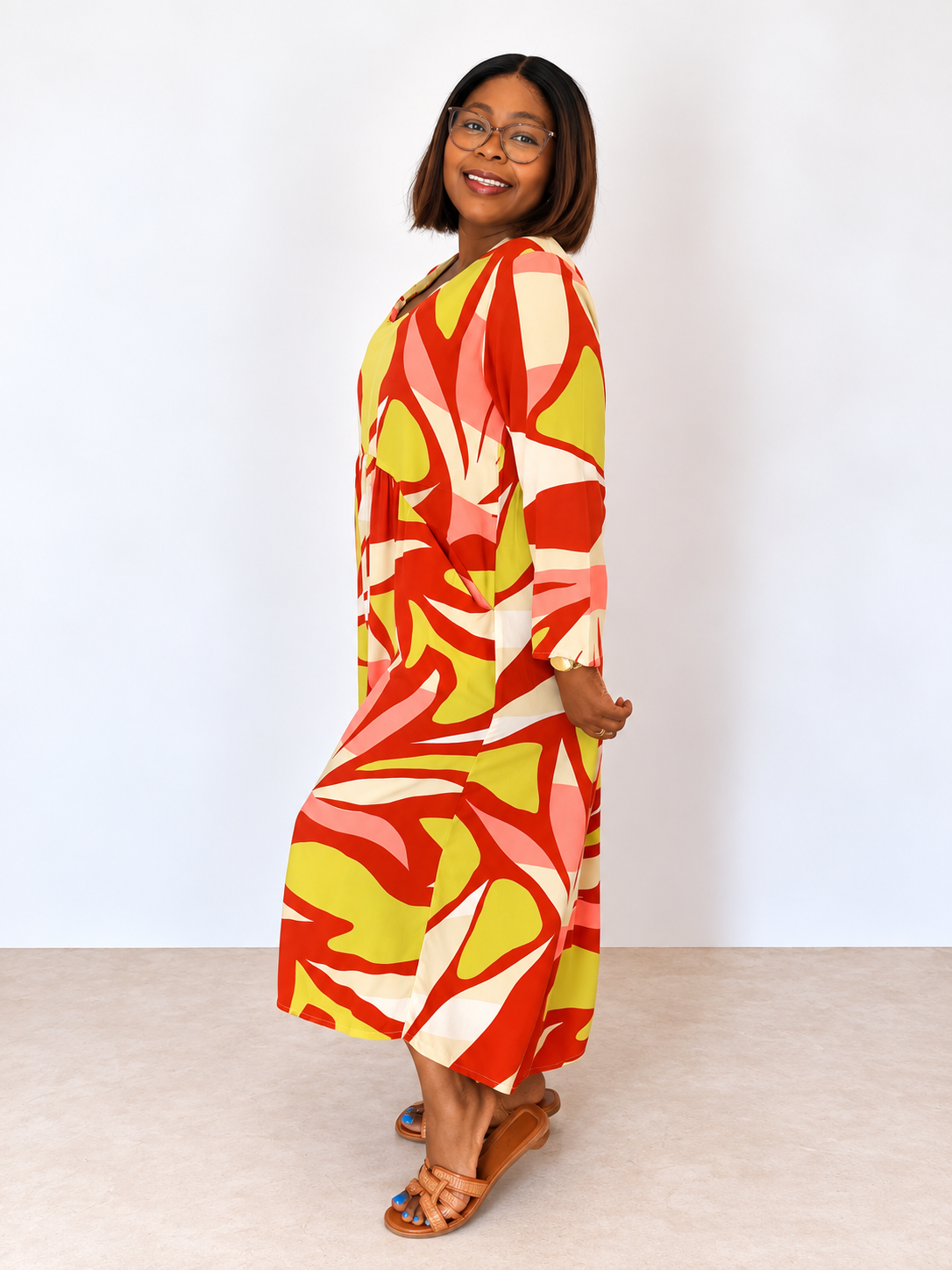 Aloe Dress- Pink & Orange