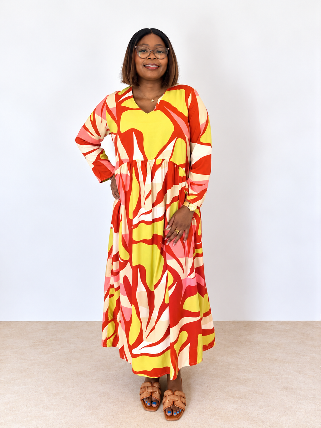 Aloe Dress- Pink & Orange